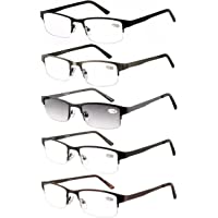 Los mejores  - Amcedar 5-pack Gafas de lectura Hombres Medio Marco Estilo Acero Inoxidable Materiales Metal Bisagras de Resorte incluye…